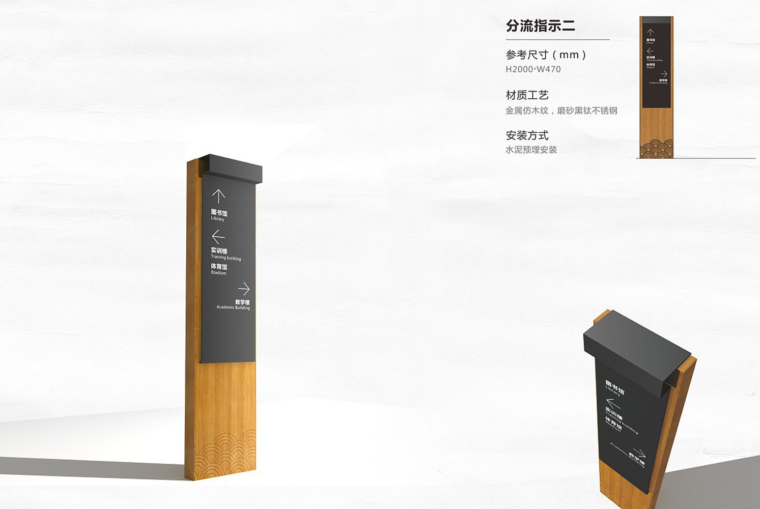 学校标识导视系统-分流导视牌